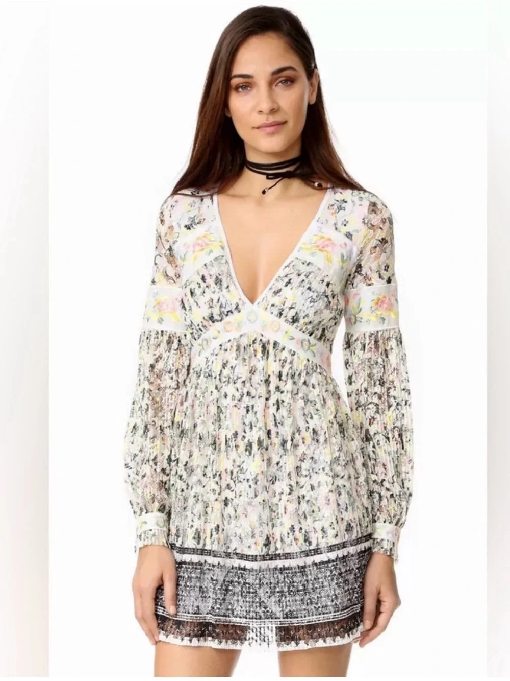 Free People Cherry Blossom Mini Dress in Ivory Multi -‎ size 6